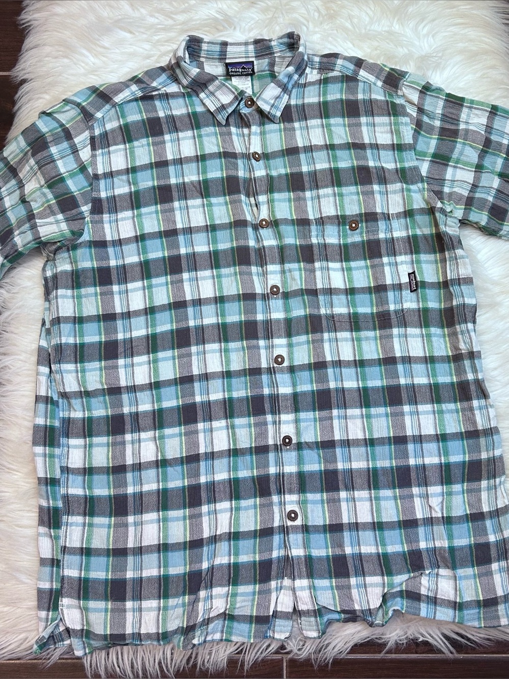 Patagonia Organic Cotton Plaid Button Down Shirt Mens XL Preppy Classic Hiking